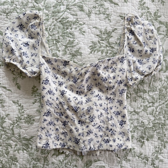 Reformation Casterly Linen Puff Sleeve Tie Back Top Madeline Floral Print Size 4 - Picture 4 of 8